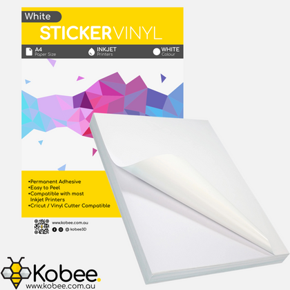 Inkjet / Laser Printable Sticker Vinyl Paper Multi Packs - White - 10 Sheets - - Kobee